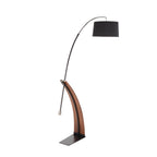Robyn Floor Lamp - Walnut Wood, Black Metal, Black Linen