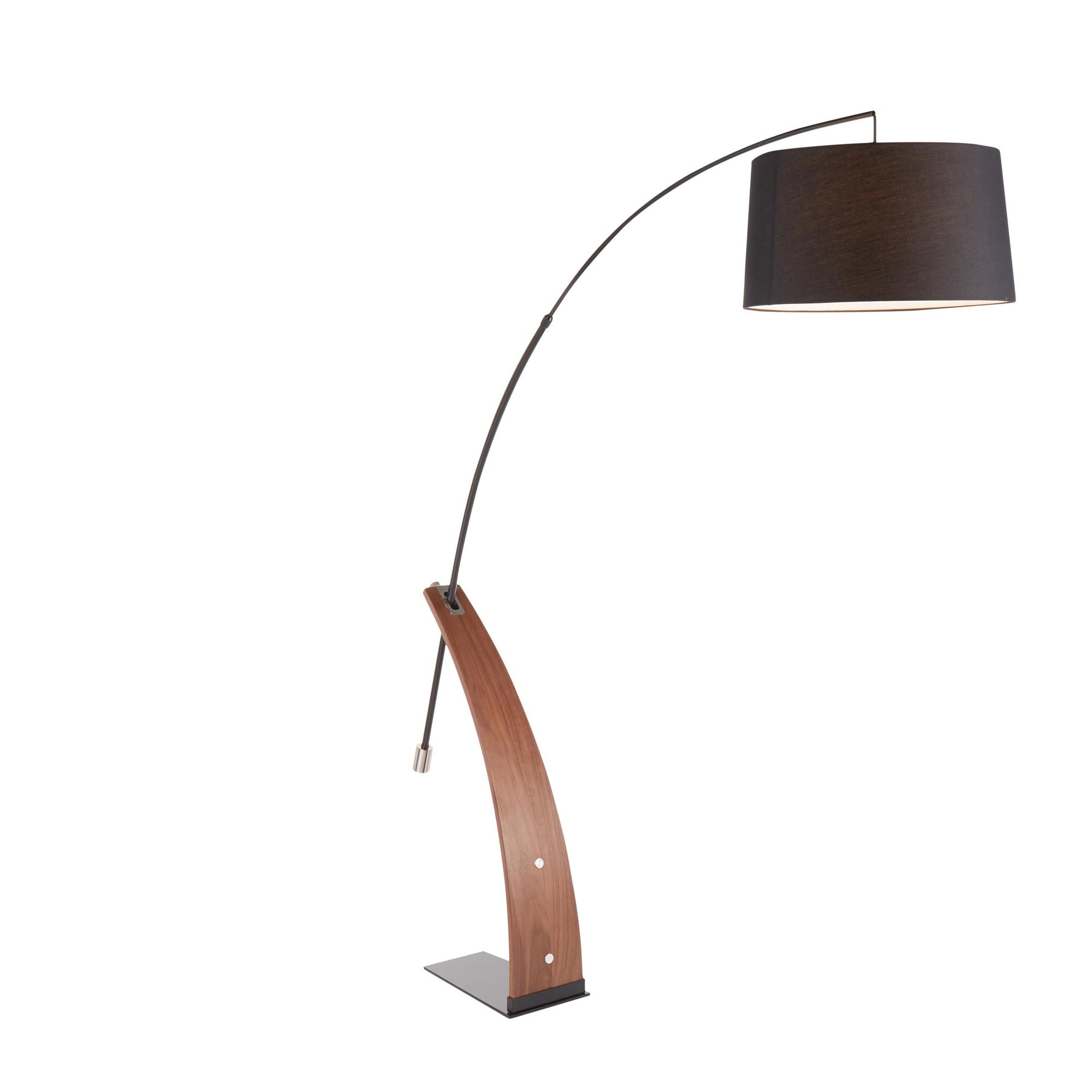 Robyn Floor Lamp - Walnut Wood, Black Metal, Black Linen