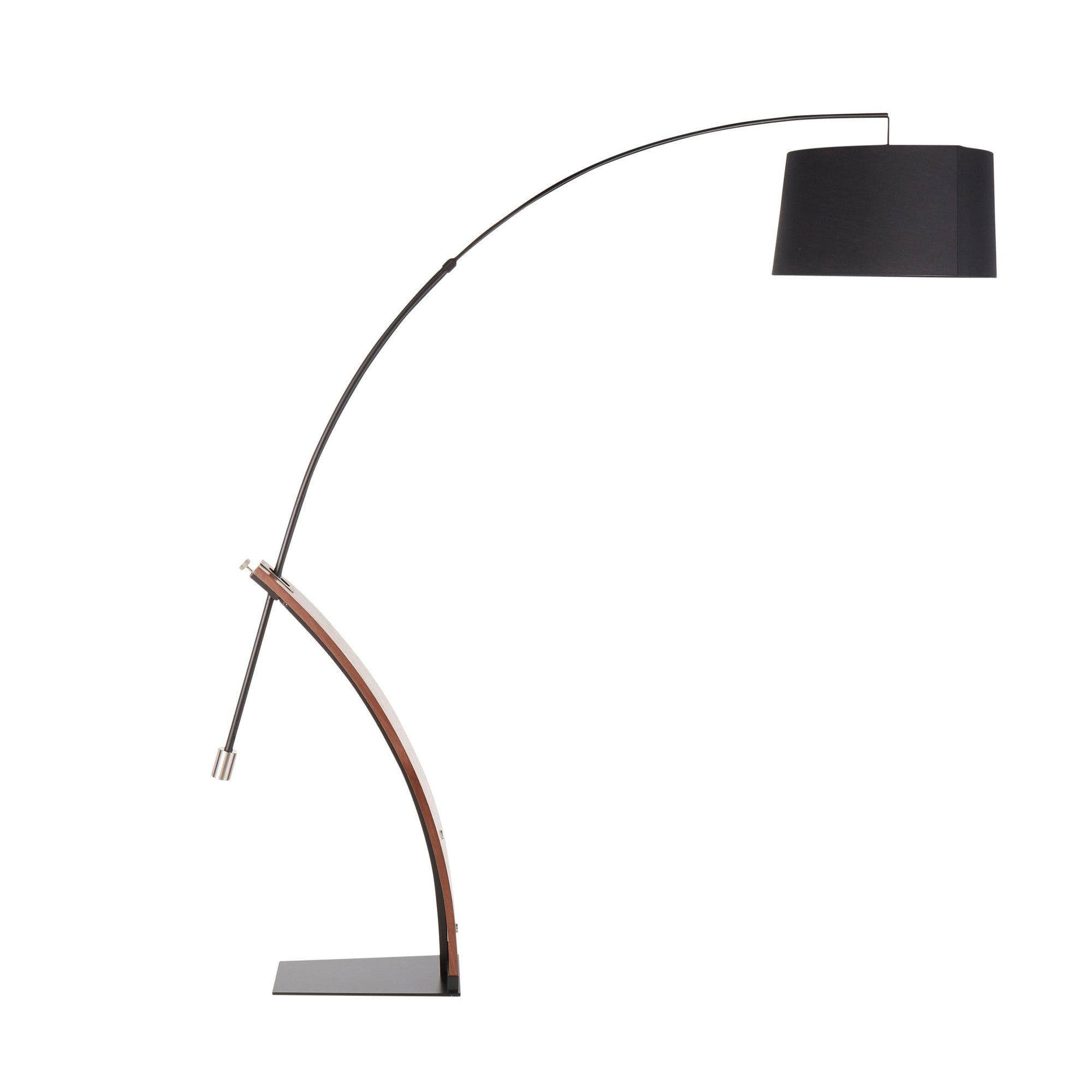 Robyn Floor Lamp - Walnut Wood, Black Metal, Black Linen