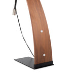 Robyn Floor Lamp - Walnut Wood, Black Metal, White Linen
