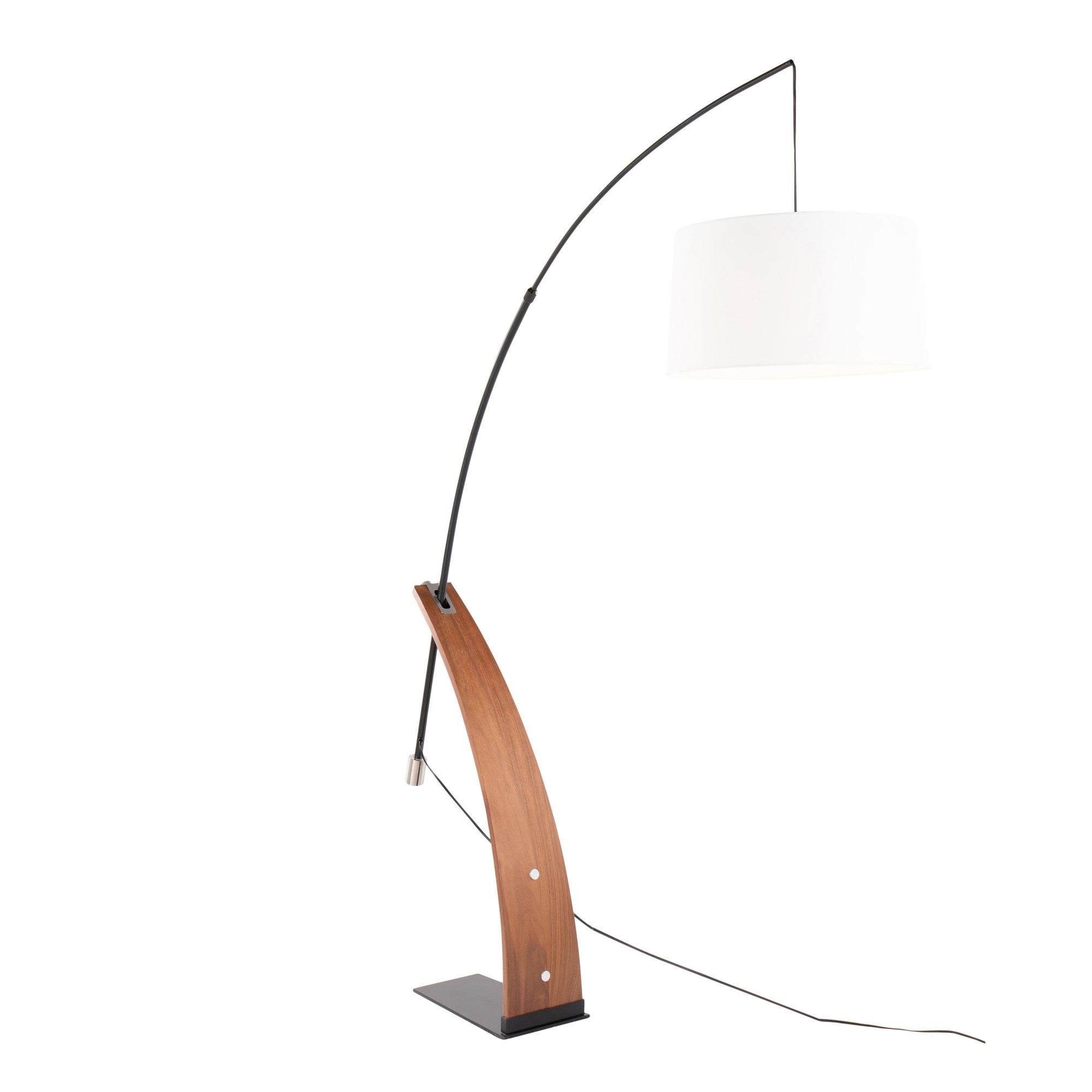 Robyn Floor Lamp - Walnut Wood, Black Metal, White Linen