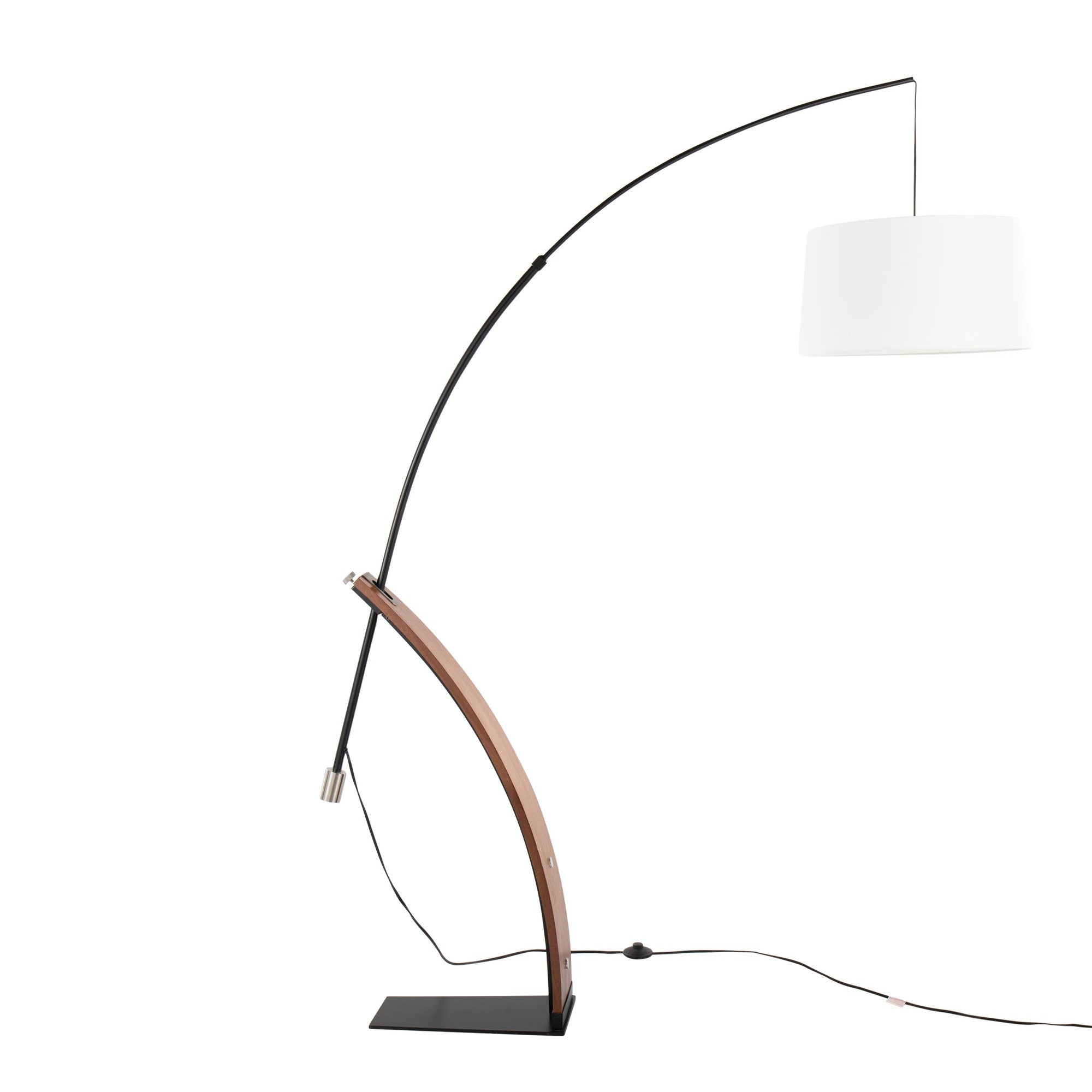 Robyn Floor Lamp - Walnut Wood, Black Metal, White Linen