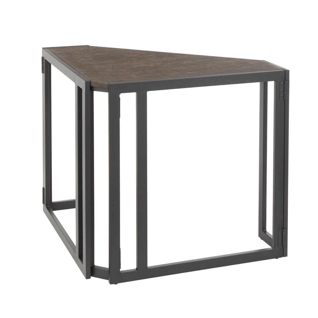 Roman Corner Desk - Black Metal, Espresso Bamboo