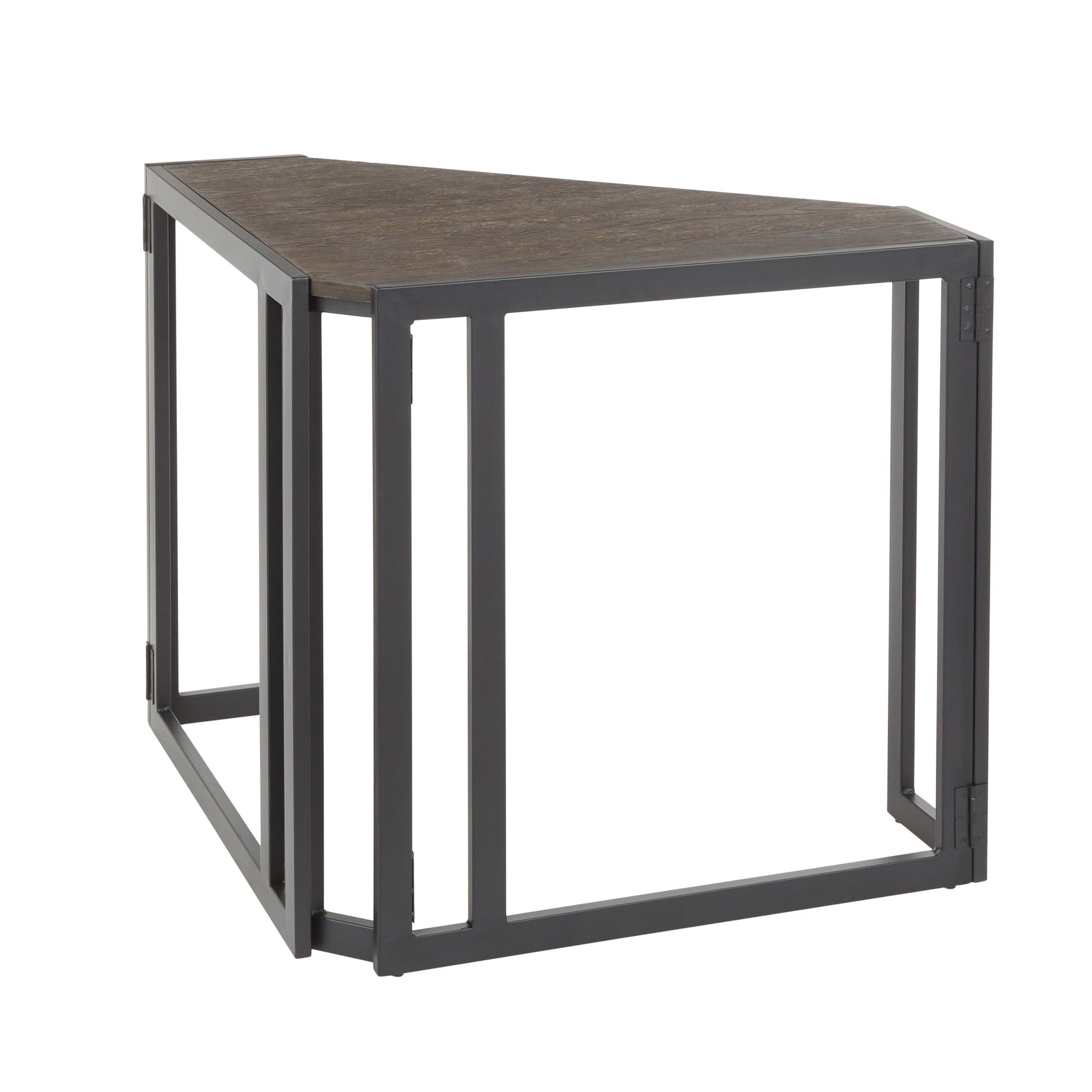 Roman Corner Desk - Black Metal, Espresso Bamboo