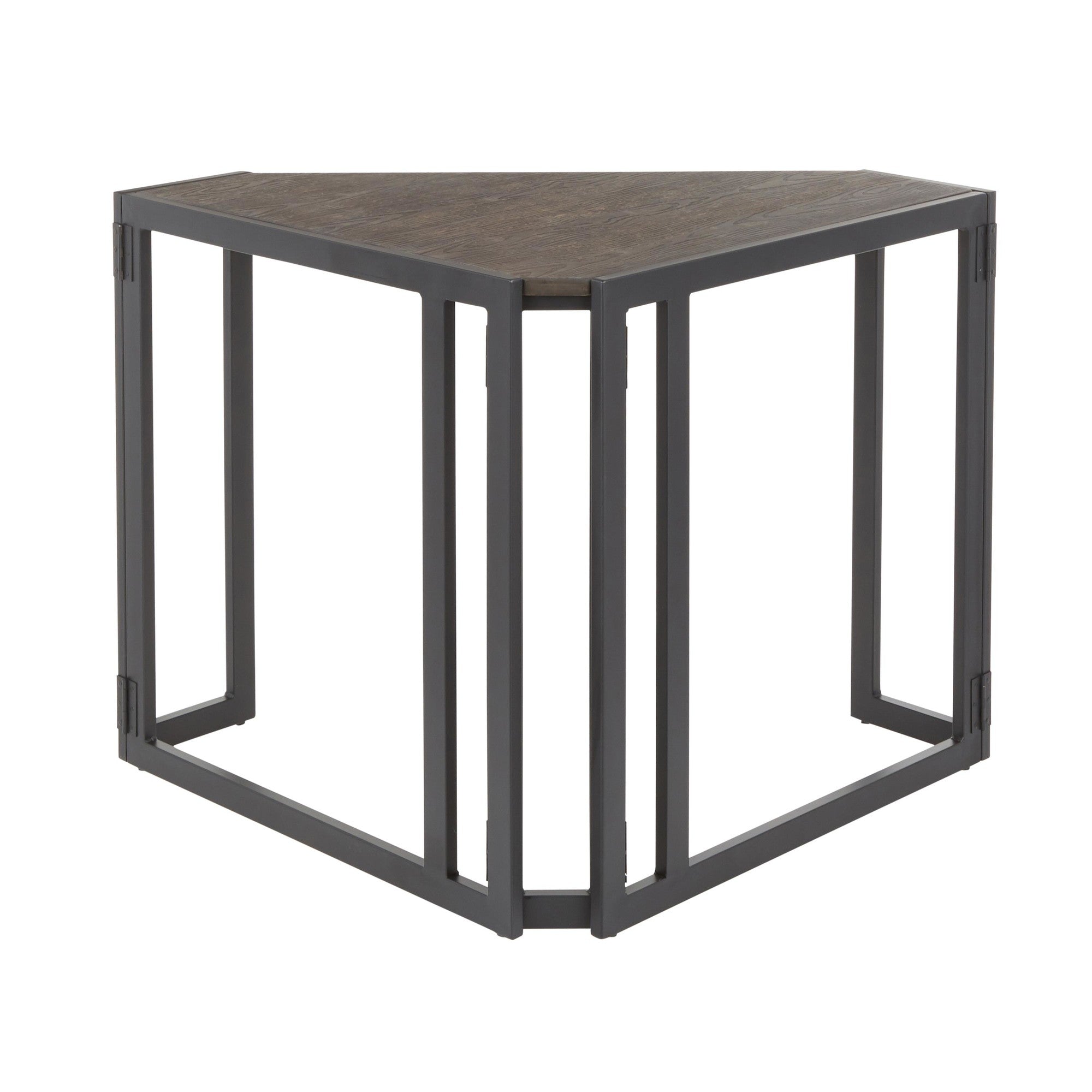 Roman Corner Desk - Black Metal, Espresso Bamboo