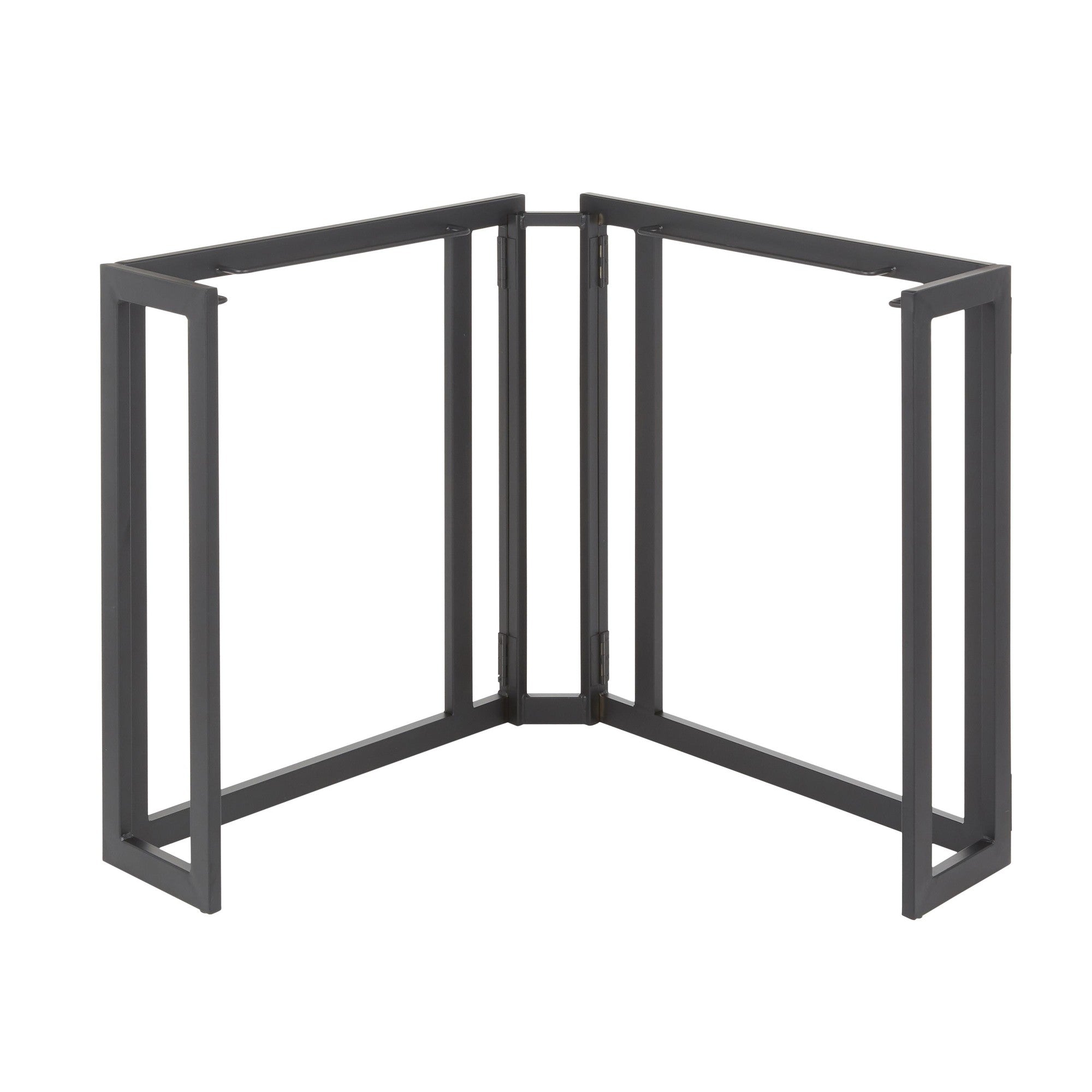 Roman Corner Desk - Black Metal, Espresso Bamboo