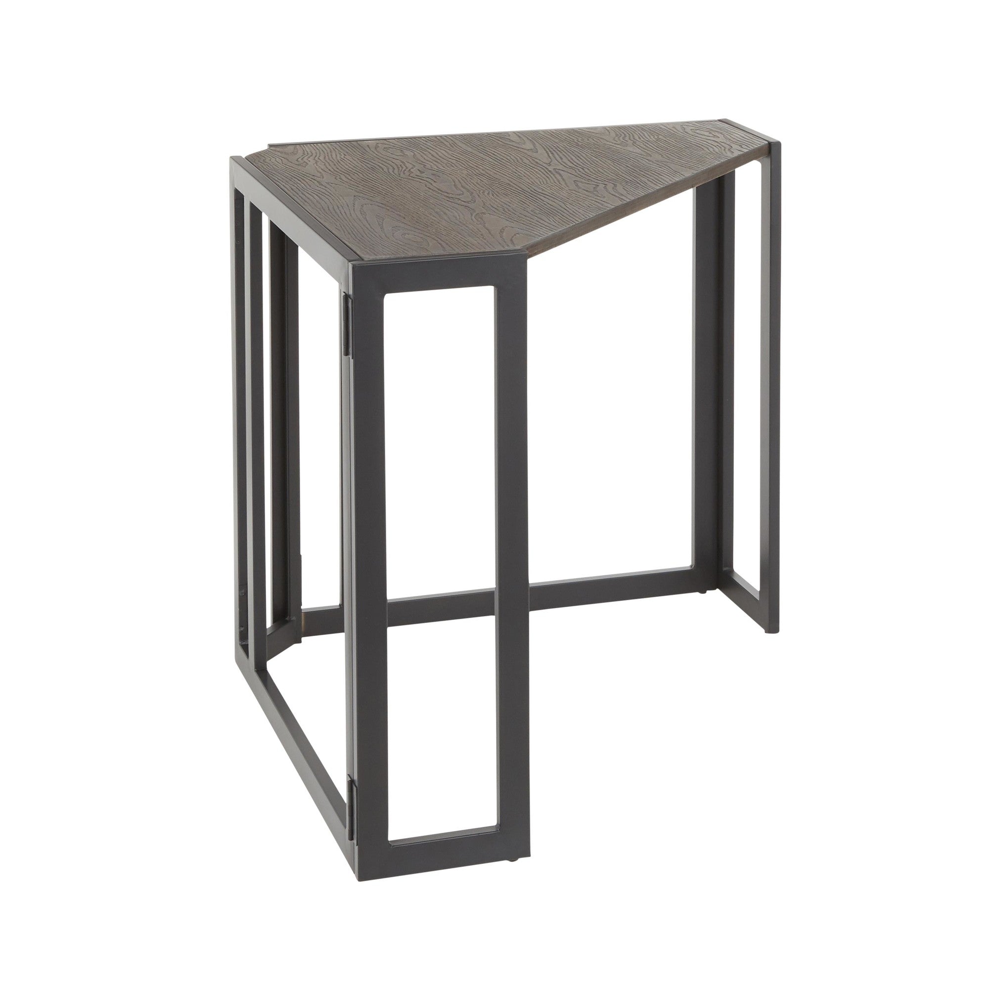 Roman Corner Desk - Black Metal, Espresso Bamboo