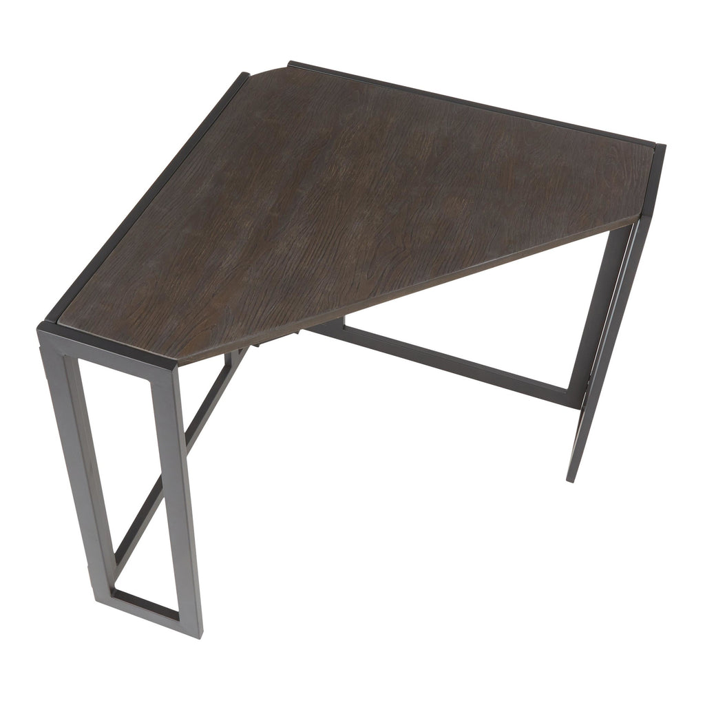 Roman Corner Desk - Black Metal, Espresso Bamboo