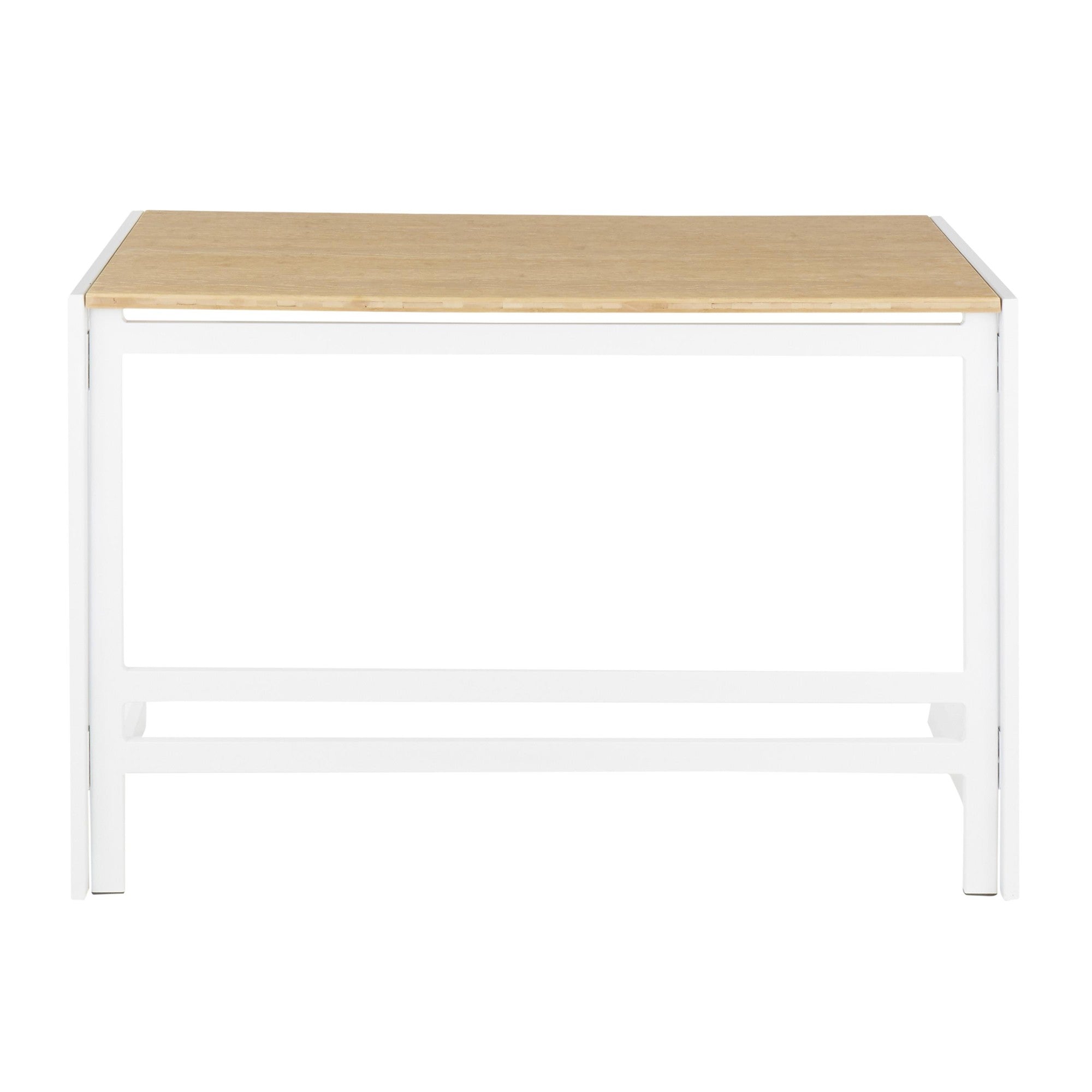 Roman Office Desk - White Metal, Natural Bamboo