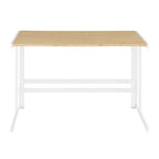 Roman Office Desk - White Metal, Natural Bamboo