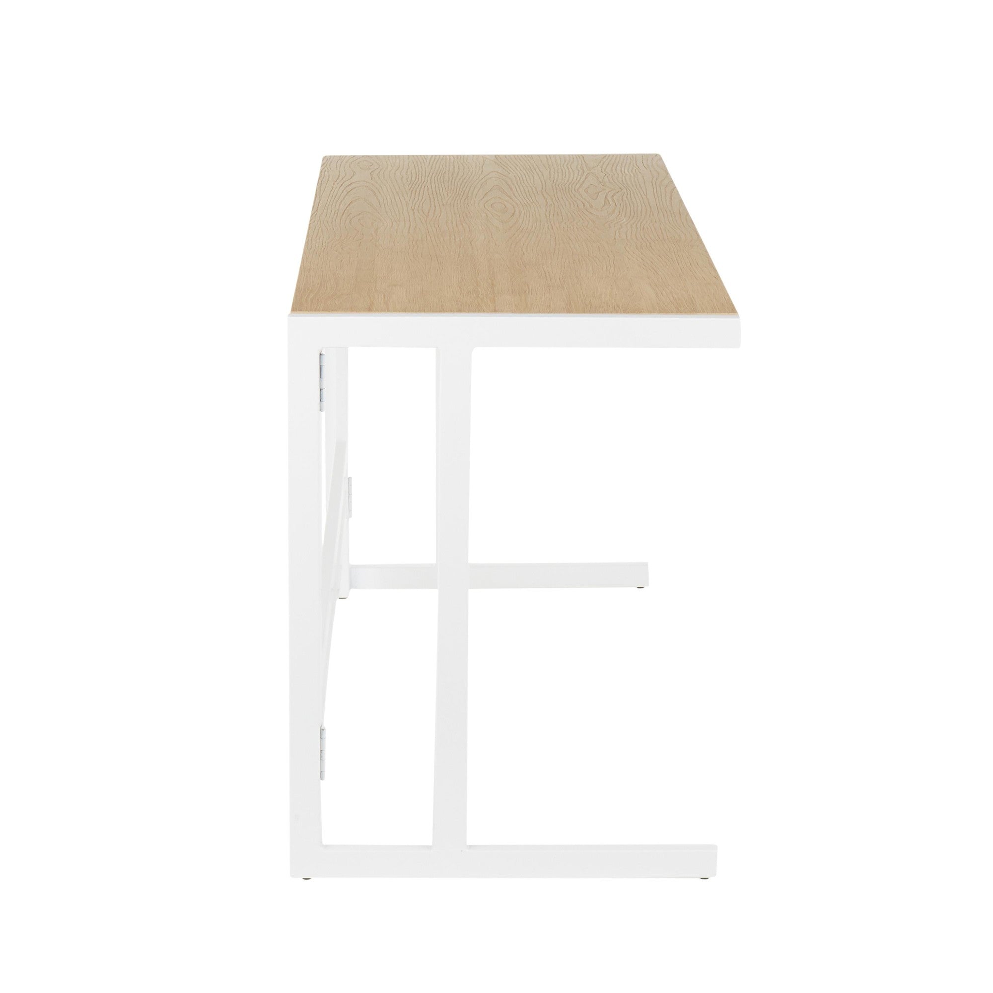 Roman Office Desk - White Metal, Natural Bamboo