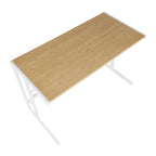 Roman Office Desk - White Metal, Natural Bamboo