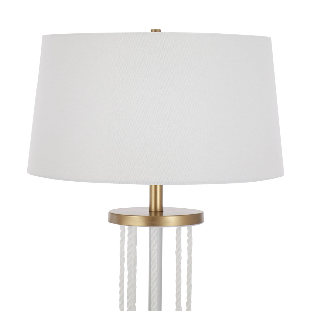Rope 62" Floor Lamp - Natural Wood, White Metal, White Rope