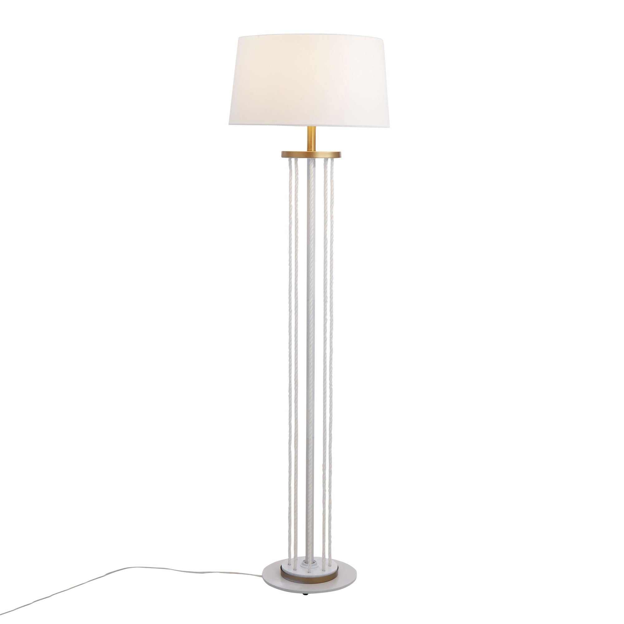 Rope 62" Floor Lamp - Natural Wood, White Metal, White Rope