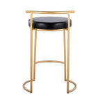 Round Fuji 26" Fixed-Height Counter Stool - Set of 2 - Gold Metal, Black PU