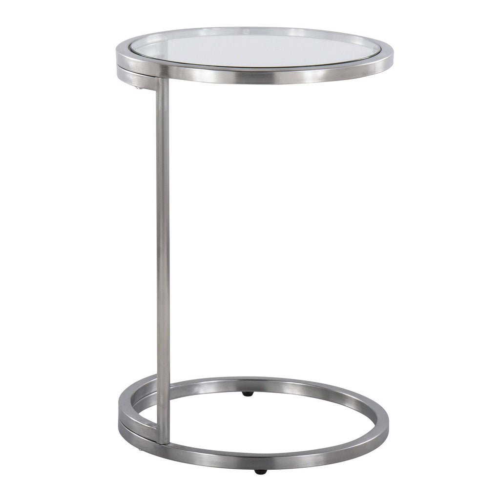 Round Zenn End Table - Stainless Steel, Clear Glass