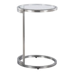 Round Zenn End Table - Stainless Steel, Clear Glass