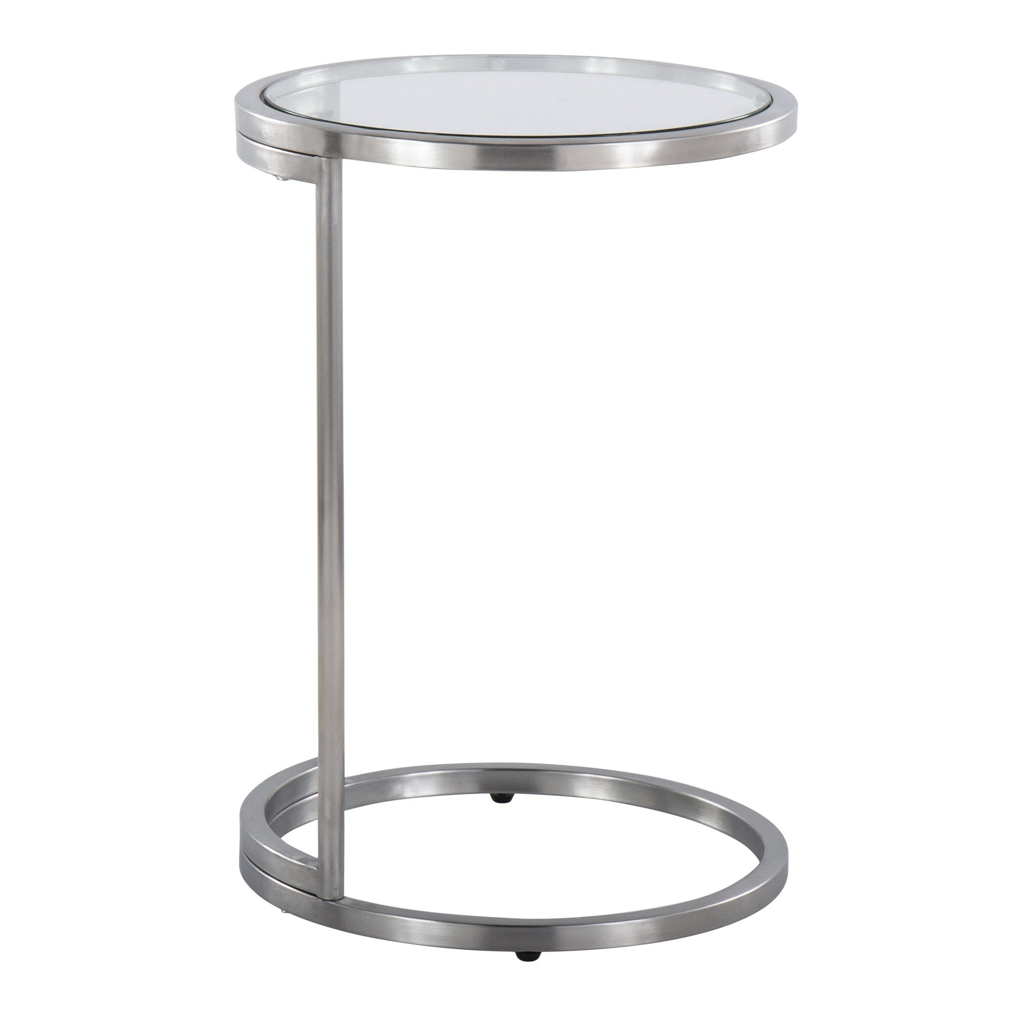 Round Zenn End Table - Stainless Steel, Clear Glass