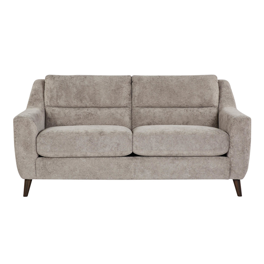 Carly Upholstered Sofa - Espresso Wood, Pewter Fabric