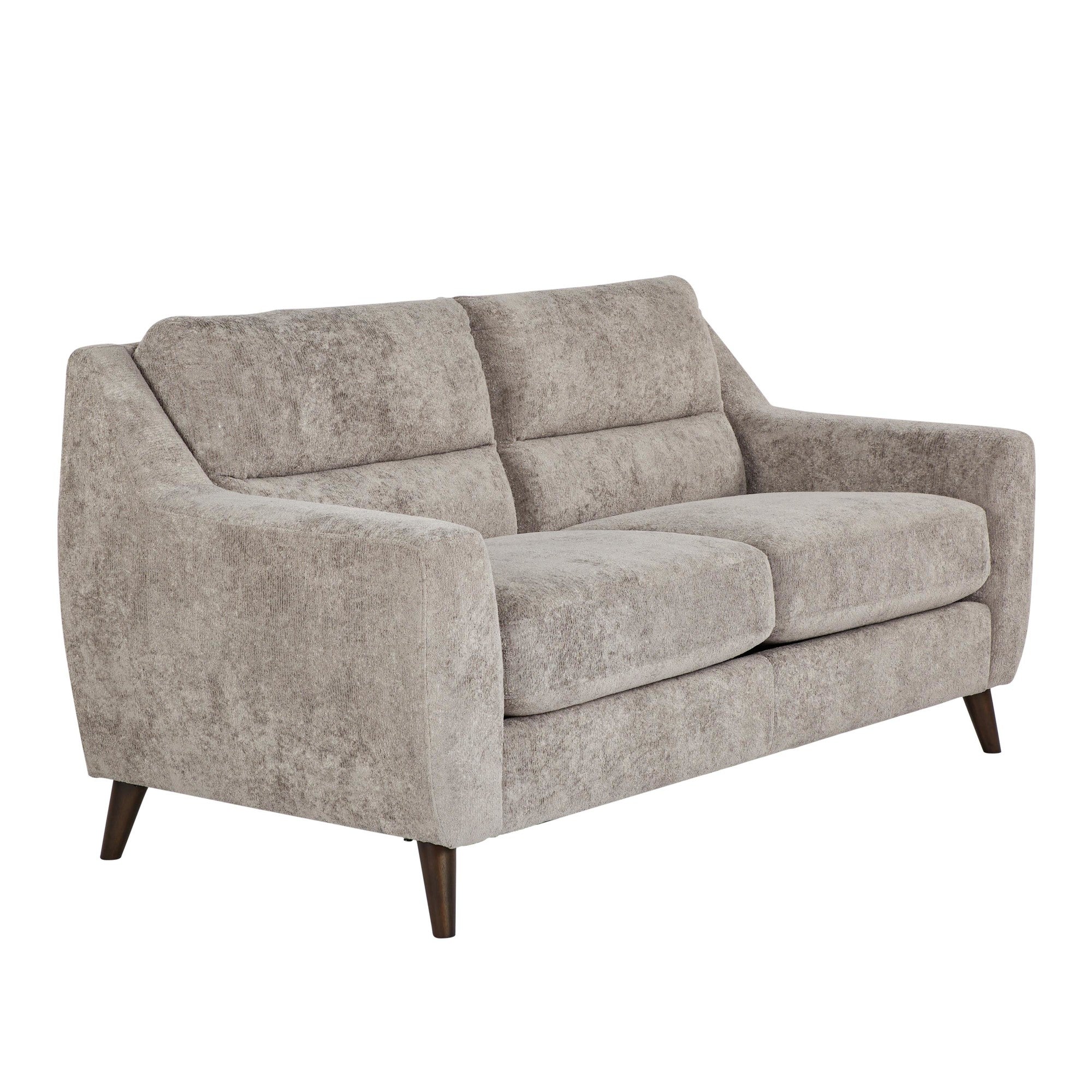 Carly Upholstered Sofa - Espresso Wood, Pewter Fabric