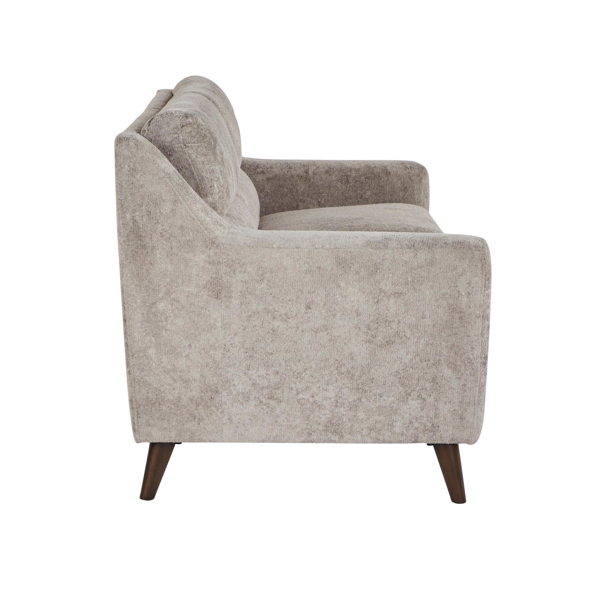 Carly Upholstered Sofa - Espresso Wood, Pewter Fabric