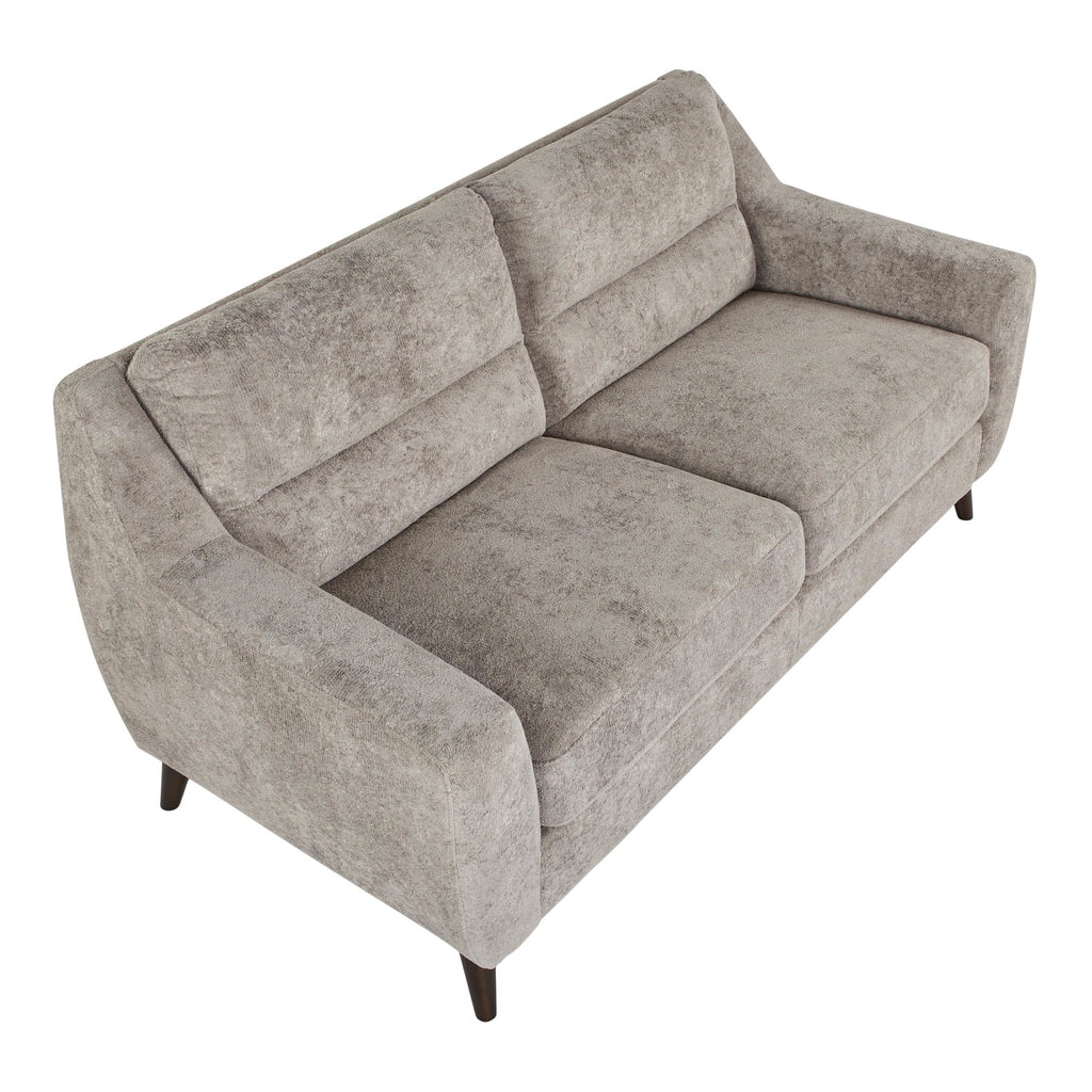 Carly Upholstered Sofa - Espresso Wood, Pewter Fabric