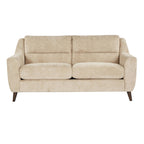 Carly Upholstered Sofa - Espresso Wood, Beige Fabric