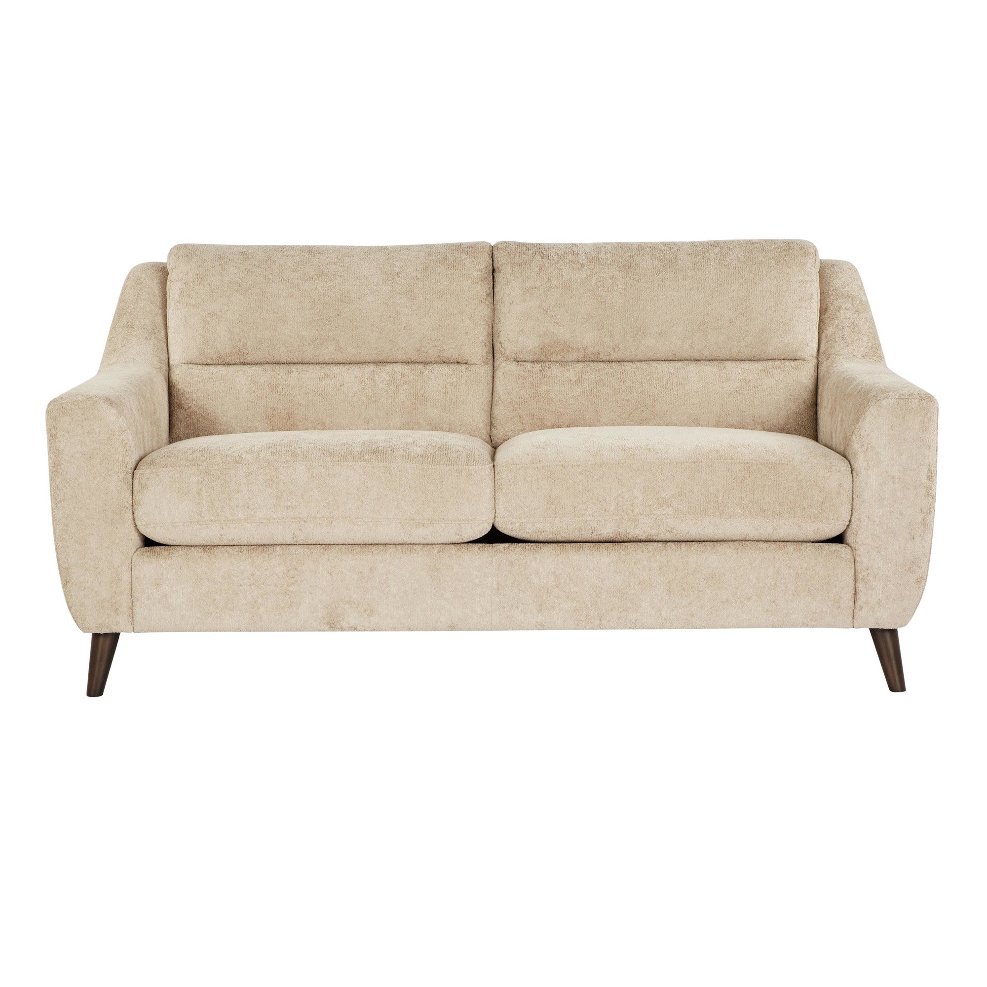 Carly Upholstered Sofa - Espresso Wood, Beige Fabric