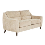 Carly Upholstered Sofa - Espresso Wood, Beige Fabric