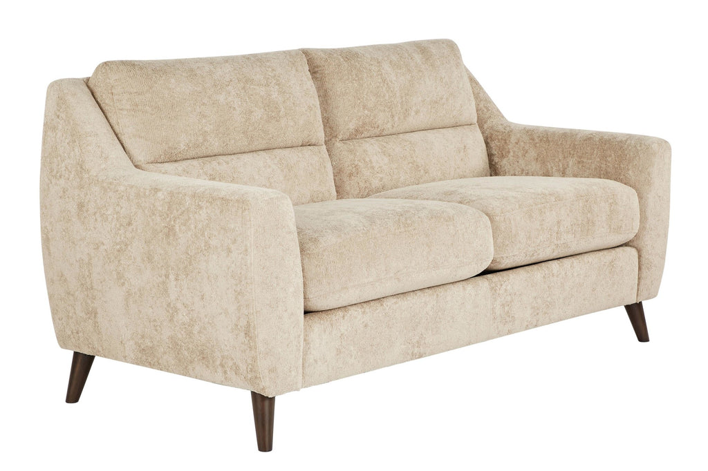 Carly Upholstered Sofa - Espresso Wood, Beige Fabric