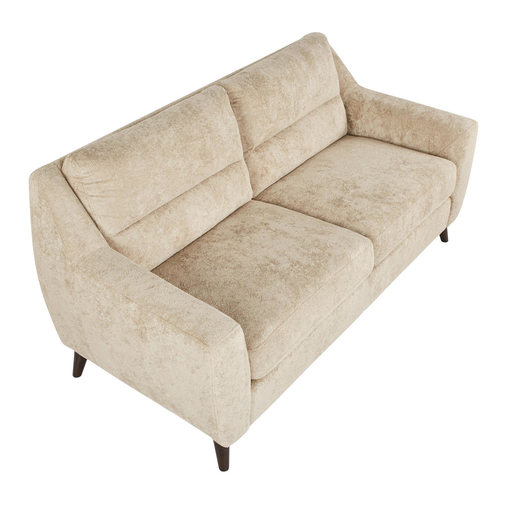 Carly Upholstered Sofa - Espresso Wood, Beige Fabric