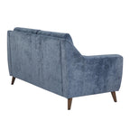 Carly Upholstered Sofa - Espresso Wood, Blue Fabric