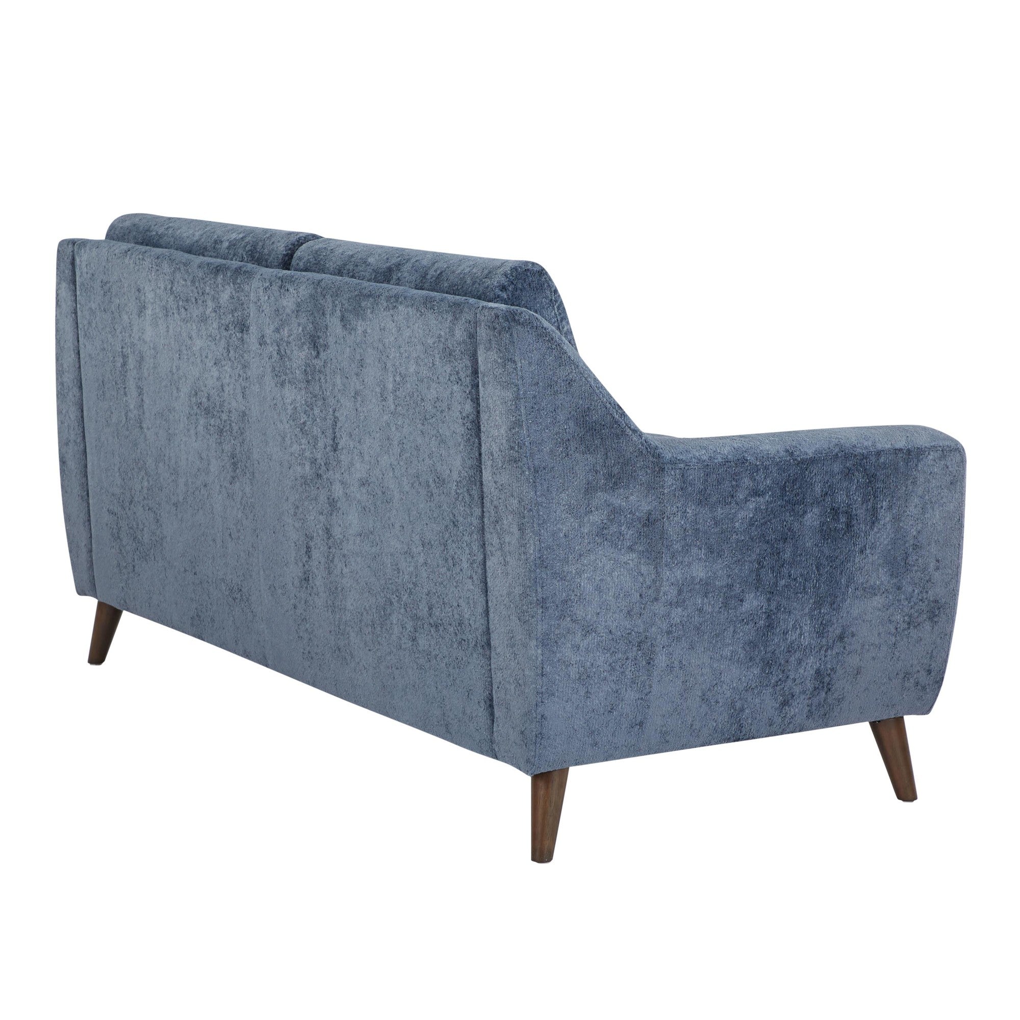Carly Upholstered Sofa - Espresso Wood, Blue Fabric