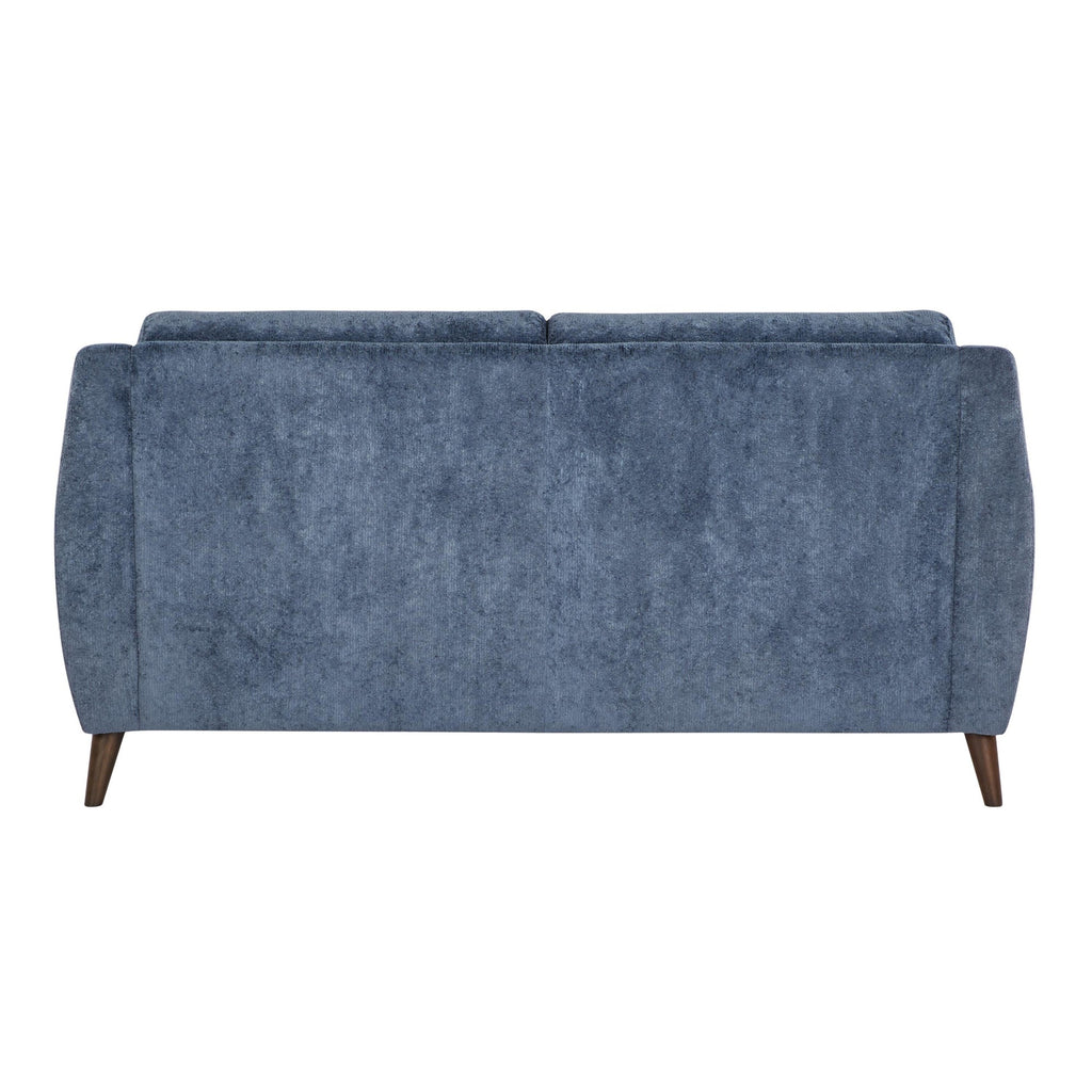 Carly Upholstered Sofa - Espresso Wood, Blue Fabric