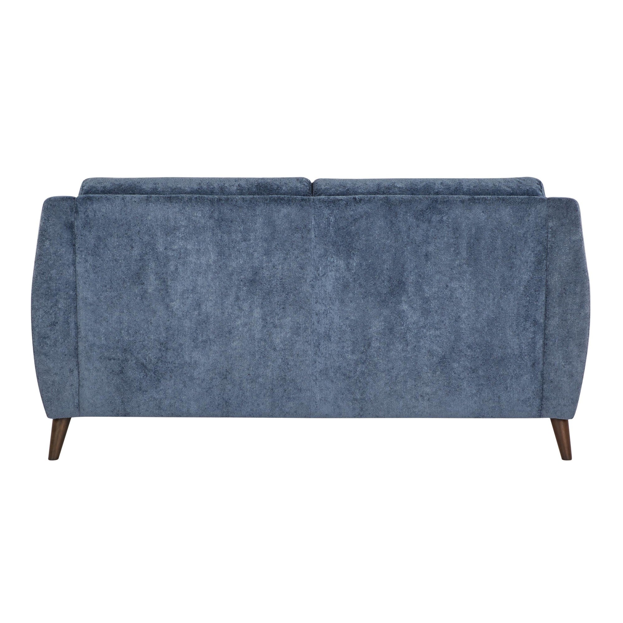 Carly Upholstered Sofa - Espresso Wood, Blue Fabric