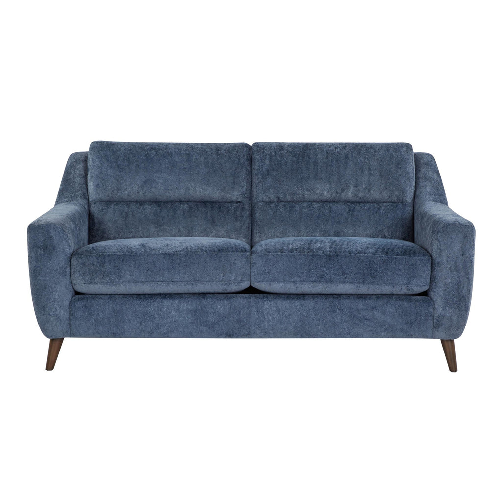 Carly Upholstered Sofa - Espresso Wood, Blue Fabric