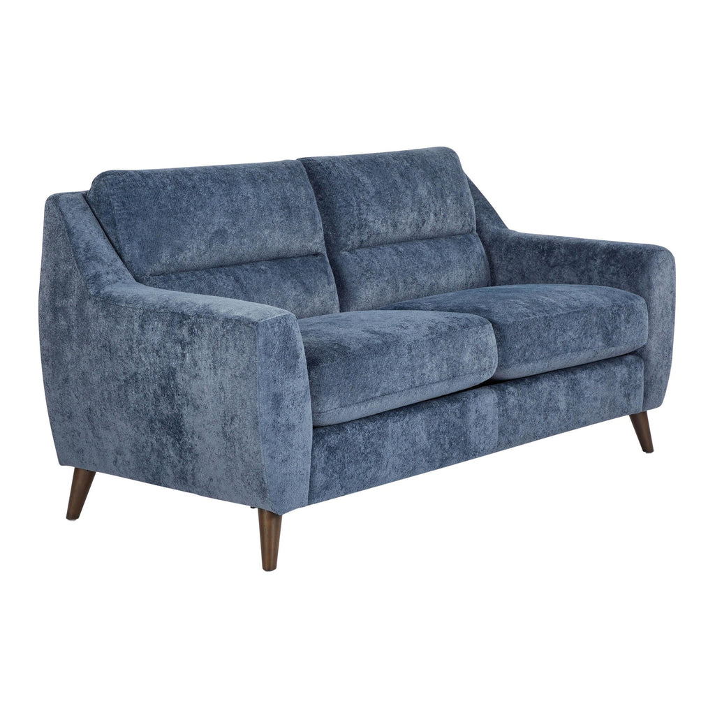 Carly Upholstered Sofa - Espresso Wood, Blue Fabric