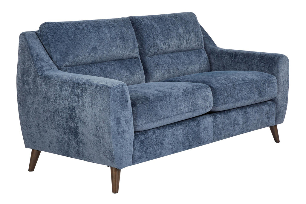 Carly Upholstered Sofa - Espresso Wood, Blue Fabric