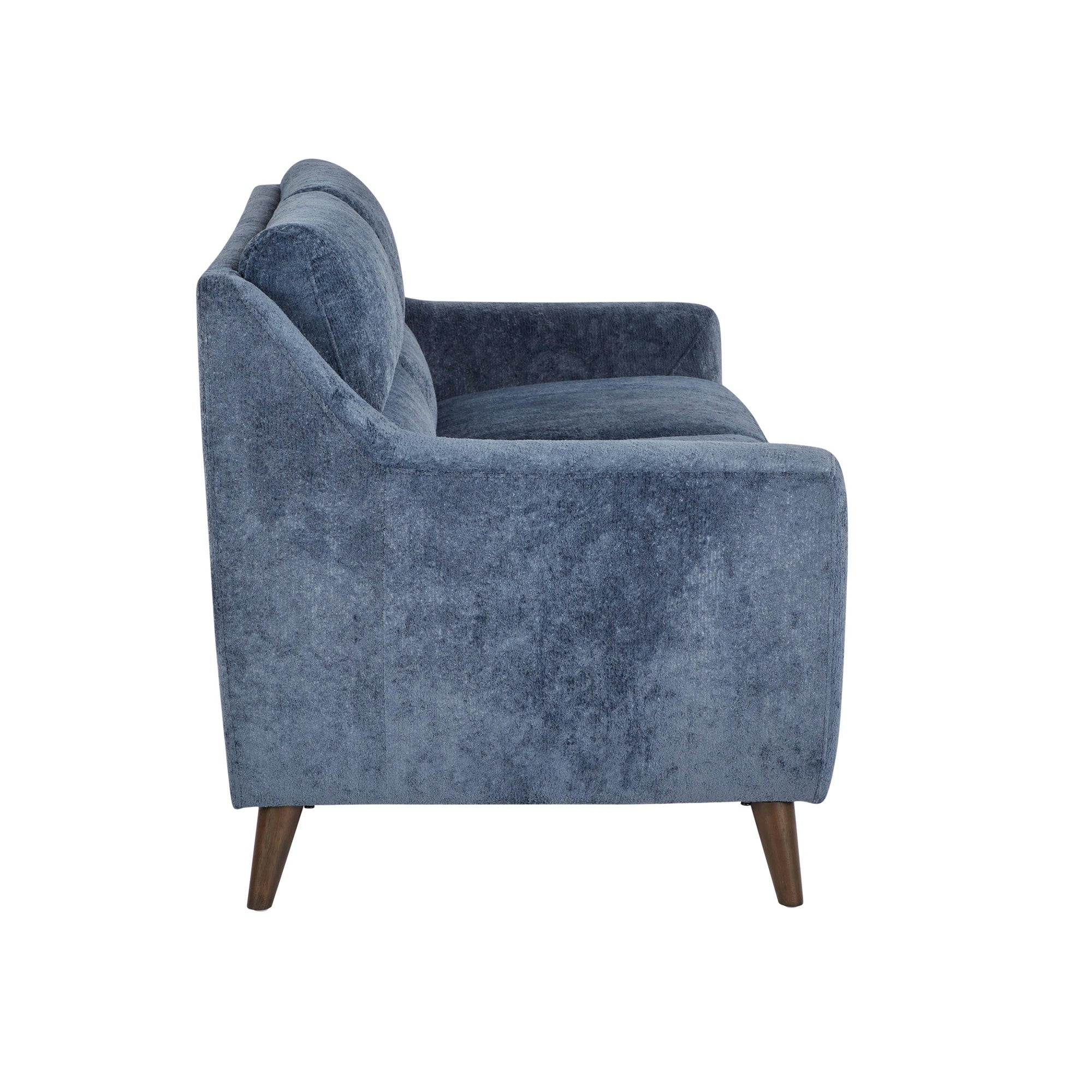 Carly Upholstered Sofa - Espresso Wood, Blue Fabric
