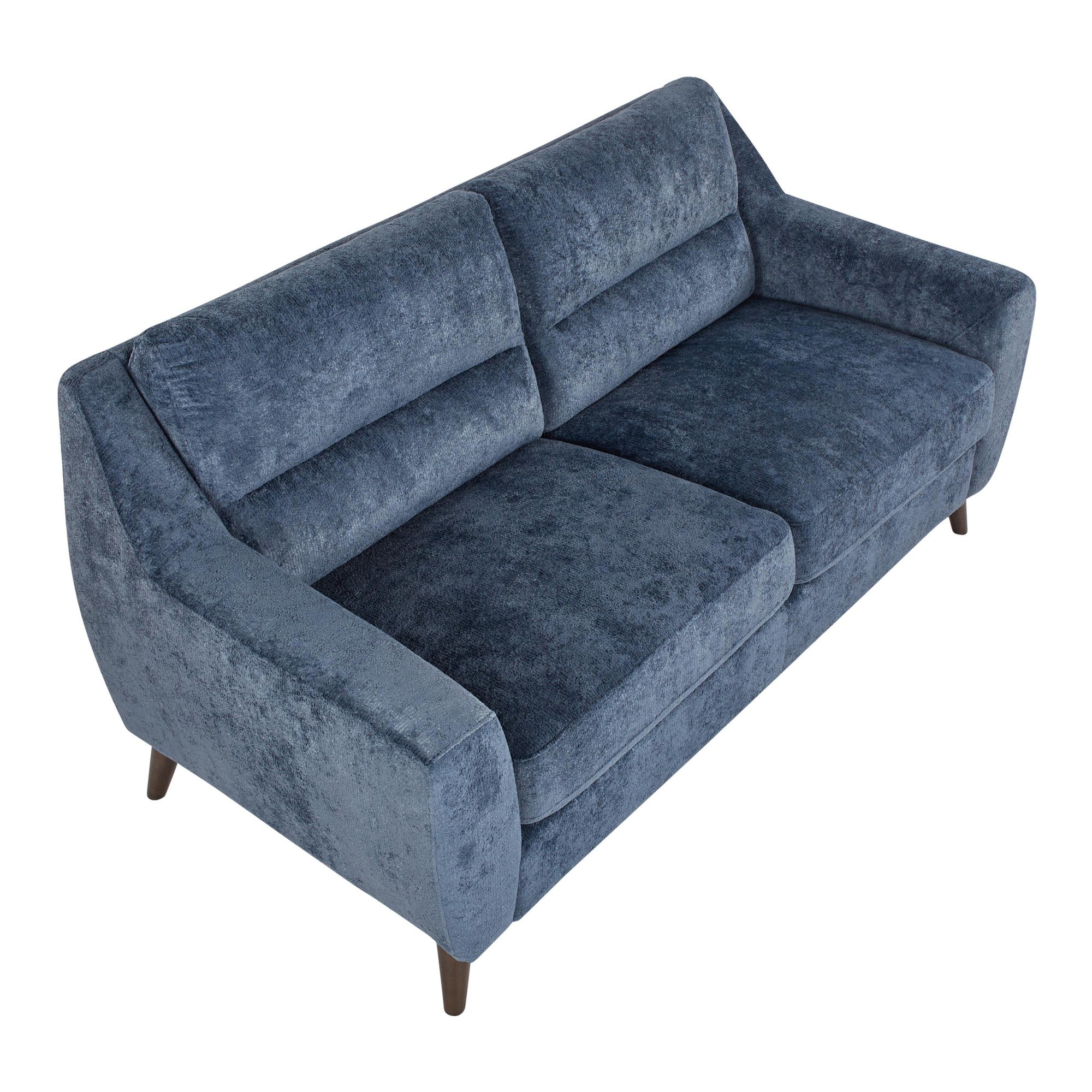 Carly Upholstered Sofa - Espresso Wood, Blue Fabric