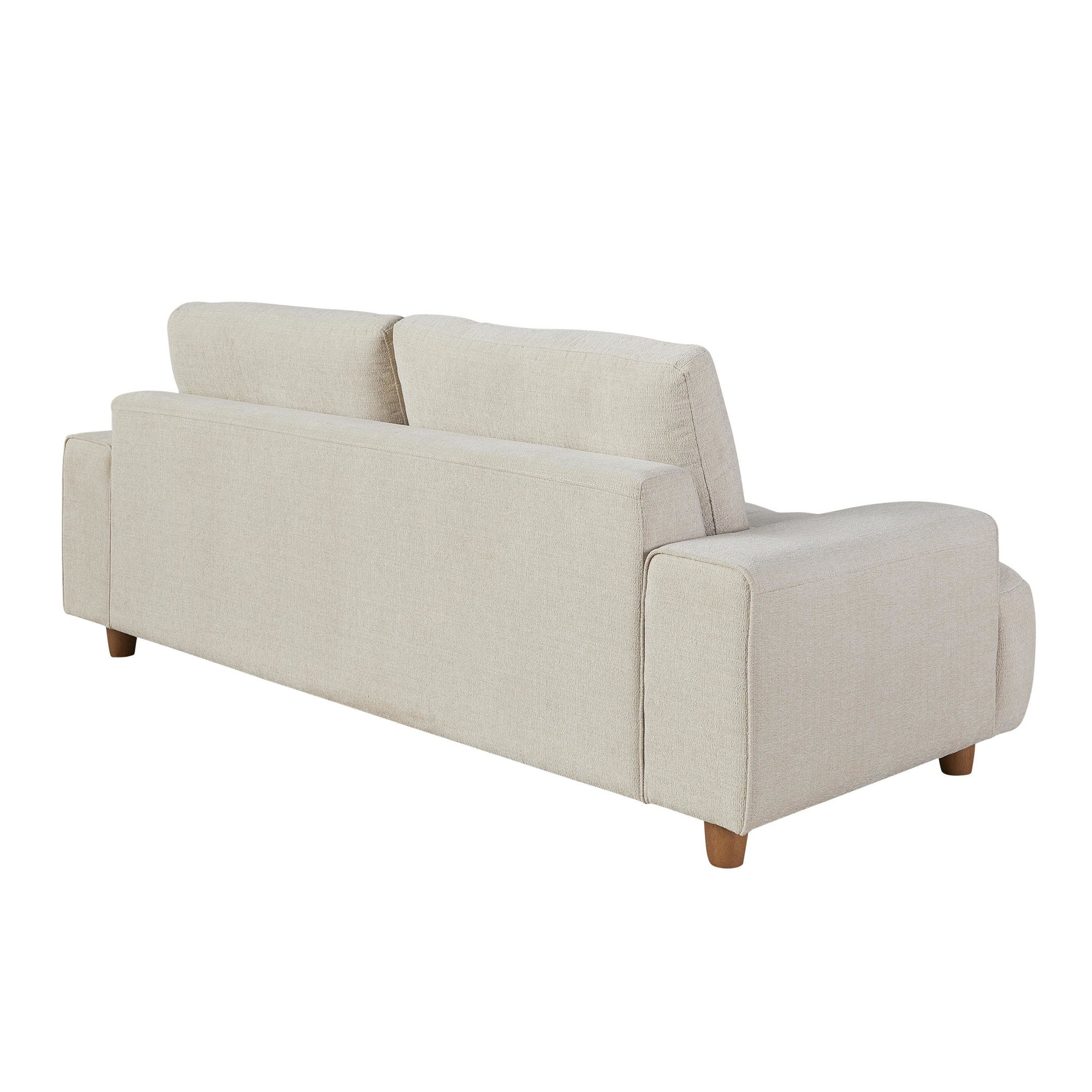 Kipton 90" Sofa - White Fabric, Walnut Wood