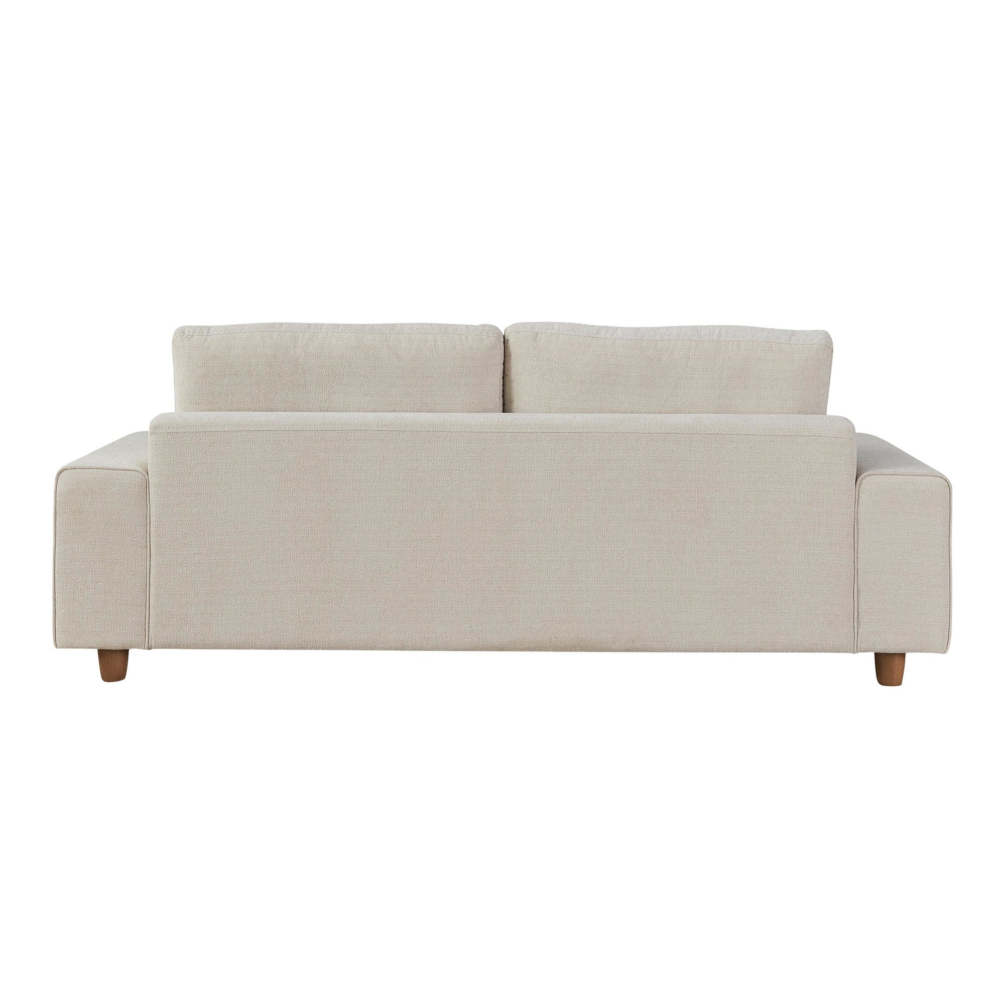 Kipton 90" Sofa - White Fabric, Walnut Wood