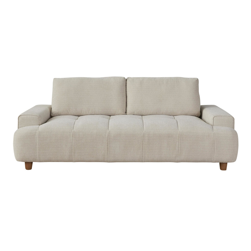 Kipton 90" Sofa - White Fabric, Walnut Wood