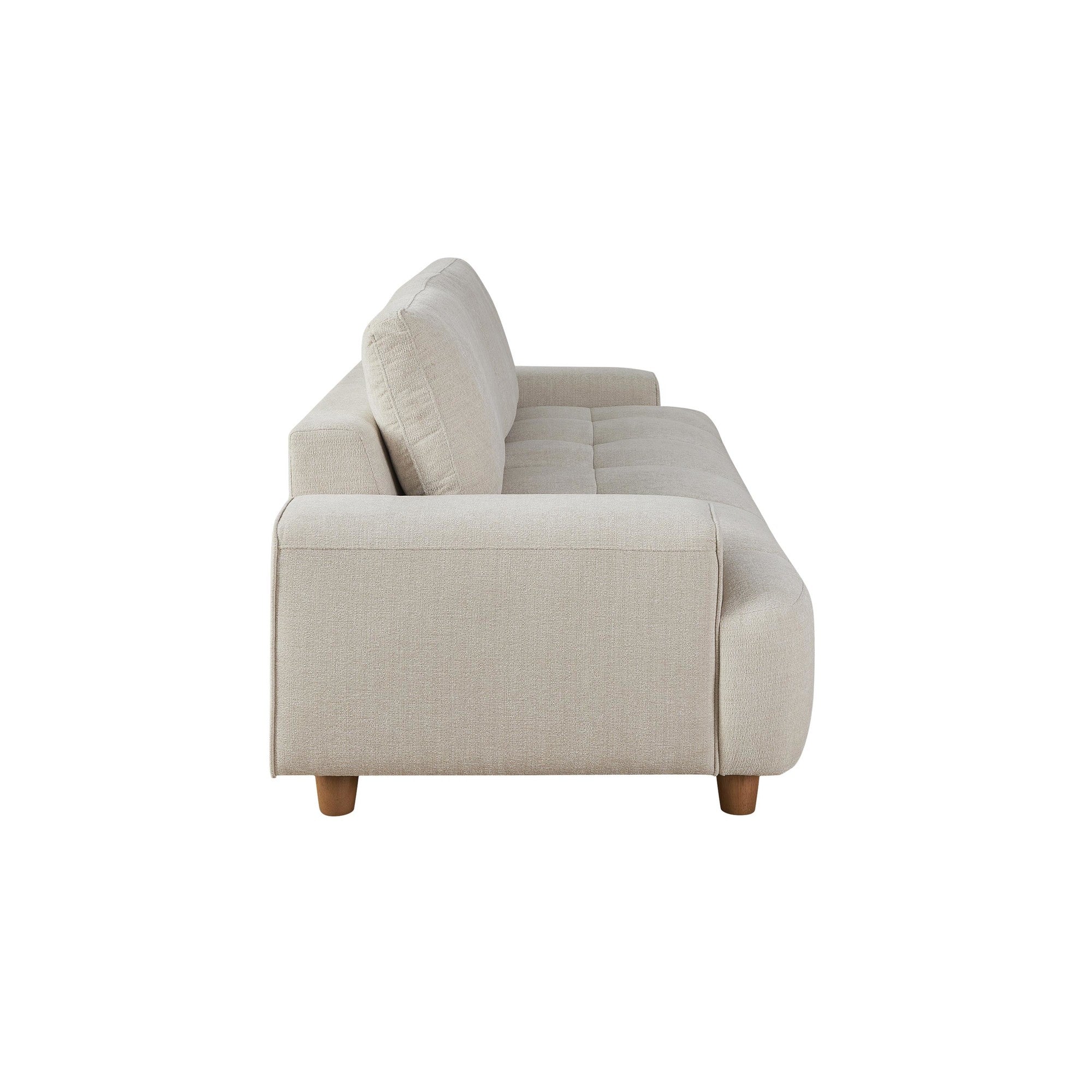 Kipton 90" Sofa - White Fabric, Walnut Wood