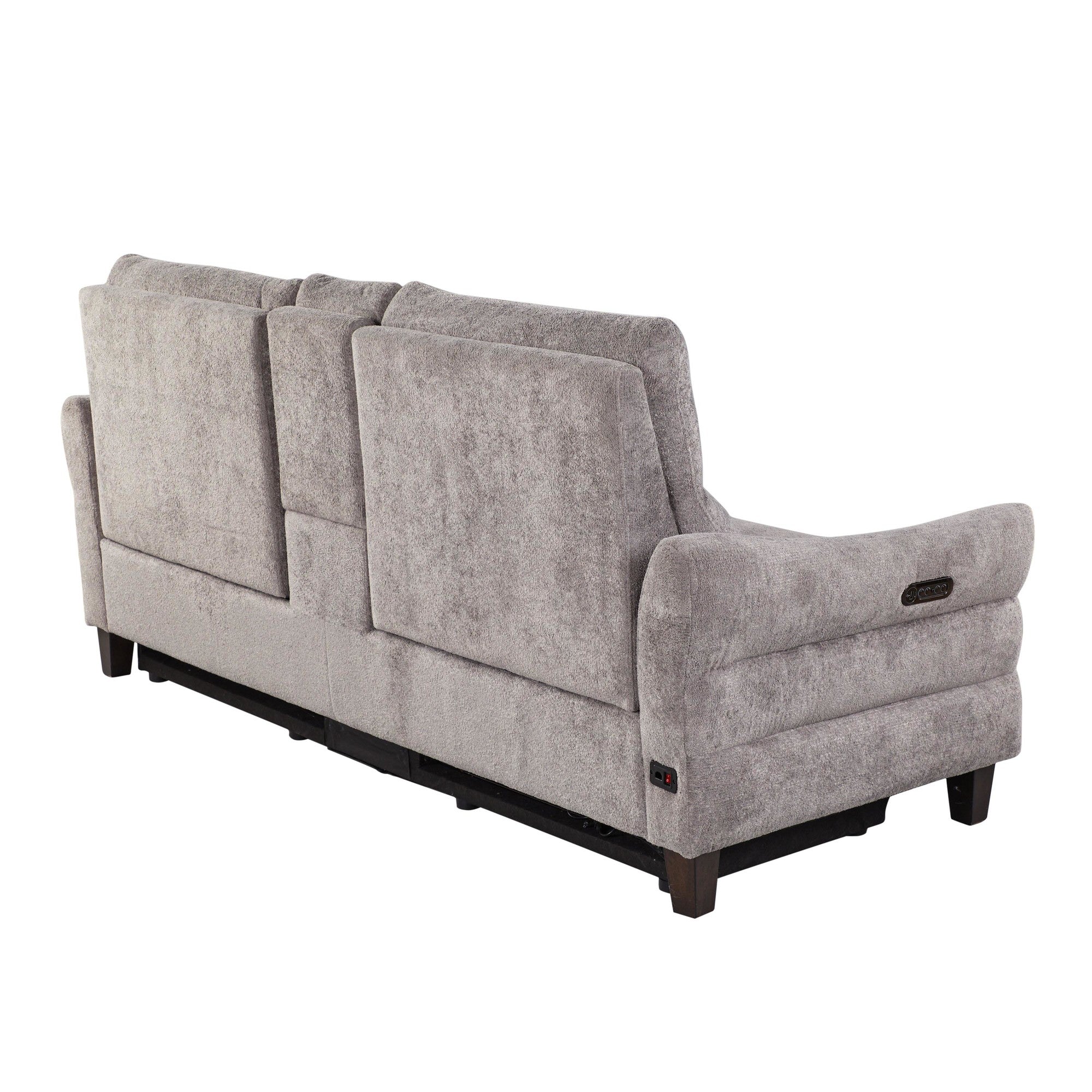 Slope Upholstered 87" Power Loveseat with Console - Espresso Wood, Pewter Fabric