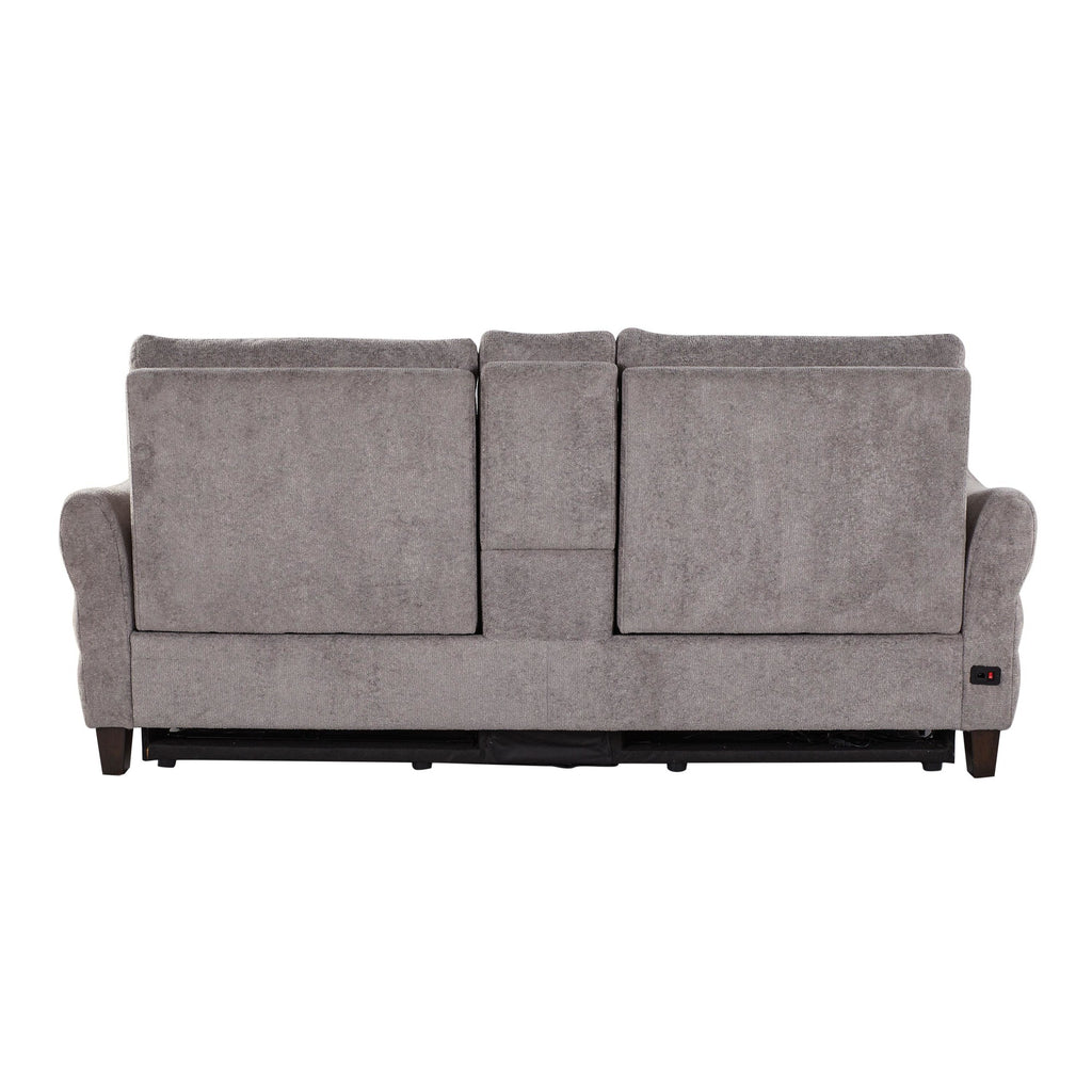 Slope Upholstered 87" Power Loveseat with Console - Espresso Wood, Pewter Fabric