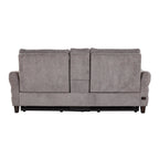 Slope Upholstered 87" Power Loveseat with Console - Espresso Wood, Pewter Fabric