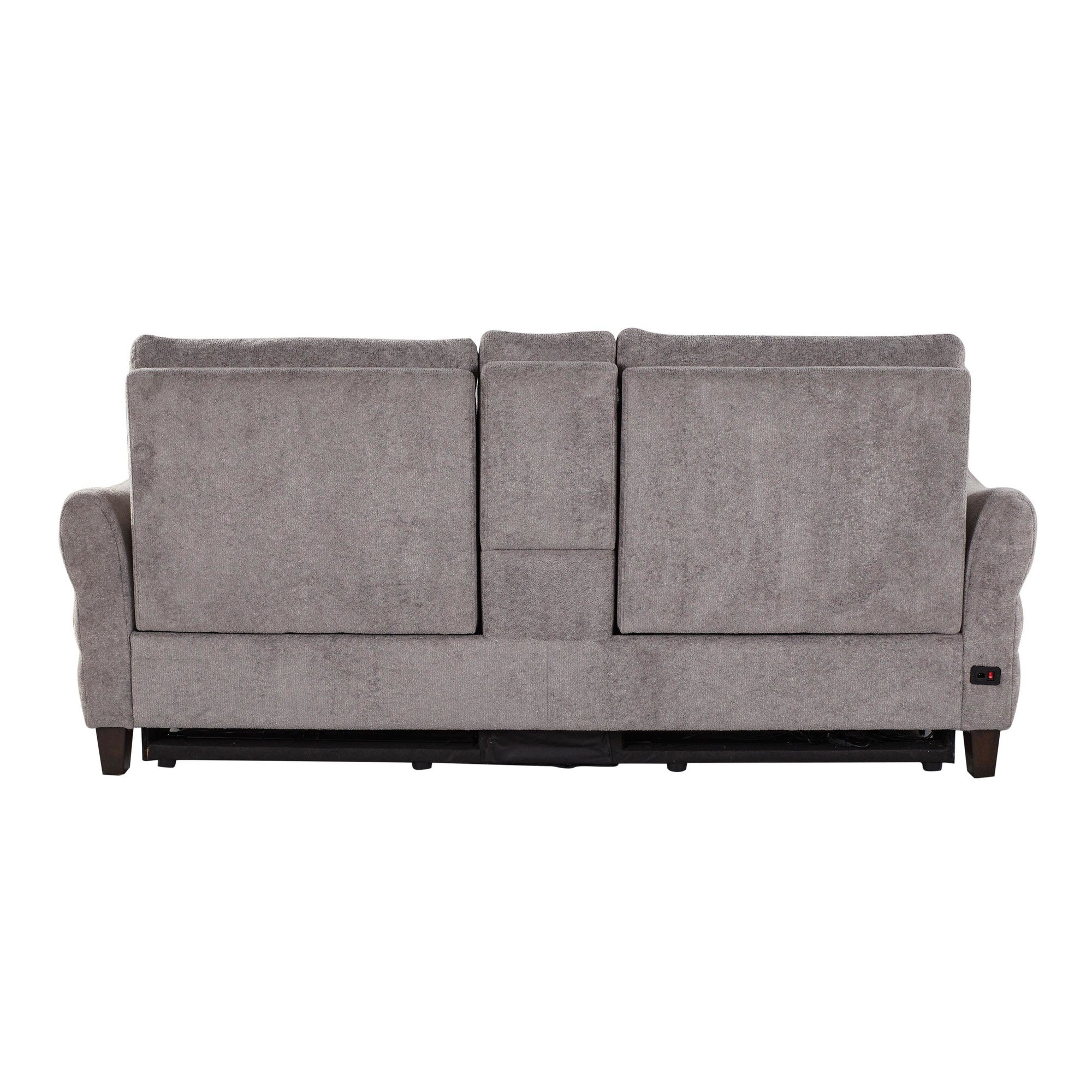 Slope Upholstered 87" Power Loveseat with Console - Espresso Wood, Pewter Fabric