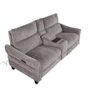 Slope Upholstered 87" Power Loveseat with Console - Espresso Wood, Pewter Fabric