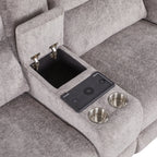 Slope Upholstered 87" Power Loveseat with Console - Espresso Wood, Pewter Fabric